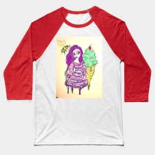 Ice Cream Girl with Bee Baseball T-Shirt